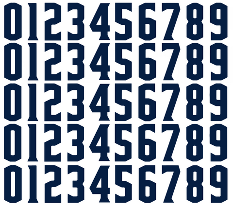 Columbus Blue Jackets Helmet Jersey Style Vinyl Number Decal Sheet Set of 50 #0-9 - Pick Color & Size