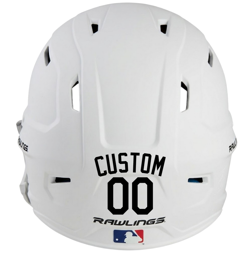 BLACK Custom Name & Number Baseball Softball Batting Helmet Decal - Youth Travel TeeBall T Ball High School