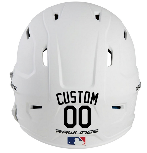 BLACK Custom Name & Number Baseball Softball Batting Helmet Decal - Youth Travel TeeBall T Ball High School
