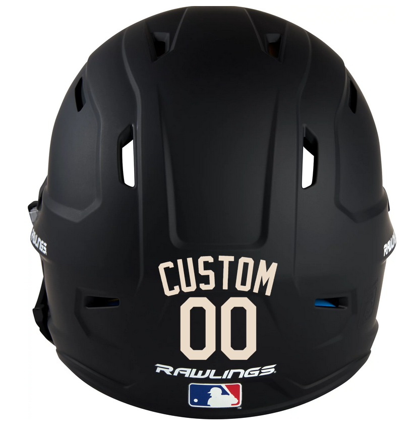 CREAM TAN Custom Name & Number Baseball Softball Batting Helmet Decal - Youth Travel TeeBall T Ball High School