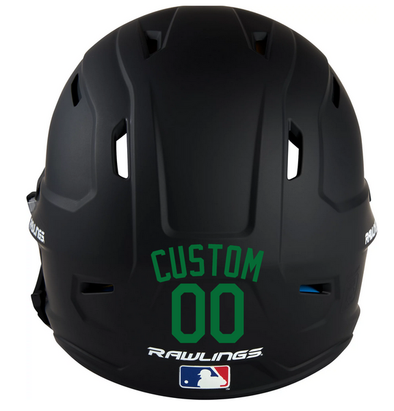 GREEN Custom Name & Number Baseball Softball Batting Helmet Decal - Youth Travel TeeBall T Ball High School
