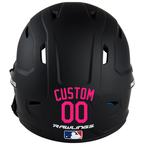 HOT PINK Custom Name & Number Baseball Softball Batting Helmet Decal - Youth Travel TeeBall T Ball High School