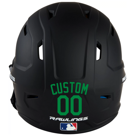 KELLY GREEN Custom Name & Number Baseball Softball Batting Helmet Decal - Youth Travel TeeBall T Ball High School