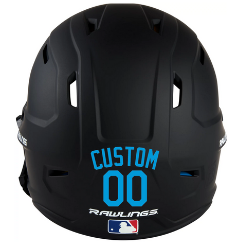 LIGHT BLUE Custom Name & Number Baseball Softball Batting Helmet Decal - Youth Travel TeeBall T Ball High School
