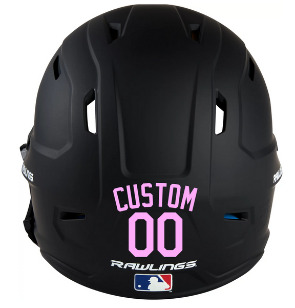 LIGHT PINK Custom Name & Number Baseball Softball Batting Helmet Decal - Youth Travel TeeBall T Ball High School