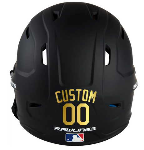 METALLIC GOLD Custom Name & Number Baseball Softball Batting Helmet Decal - Youth Travel TeeBall T Ball High School