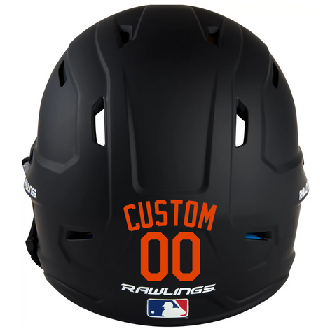 ORANGE Custom Name & Number Baseball Softball Batting Helmet Decal - Youth Travel TeeBall T Ball High School