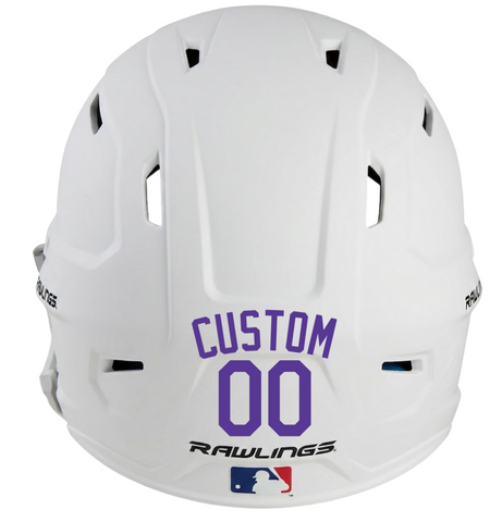 PURPLE Custom Name & Number Baseball Softball Batting Helmet Decal - Youth Travel TeeBall T Ball High School