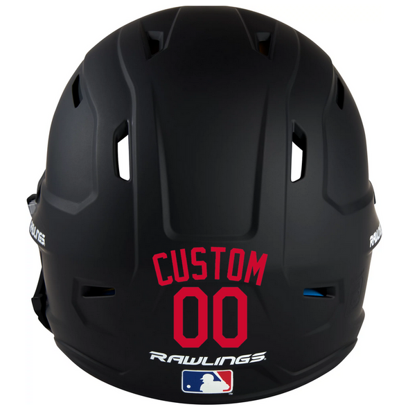 RED Custom Name & Number Baseball Softball Batting Helmet Decal - Youth Travel TeeBall T Ball High School