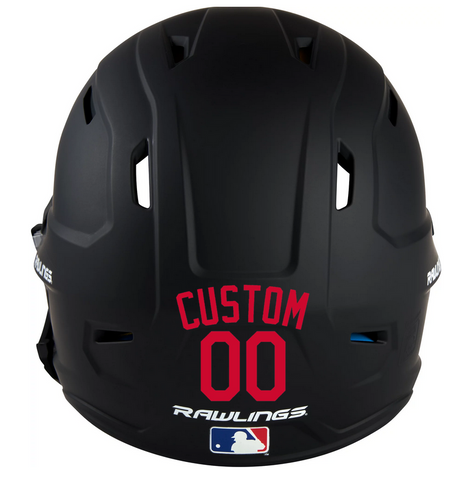 RED Custom Name & Number Baseball Softball Batting Helmet Decal - Youth Travel TeeBall T Ball High School