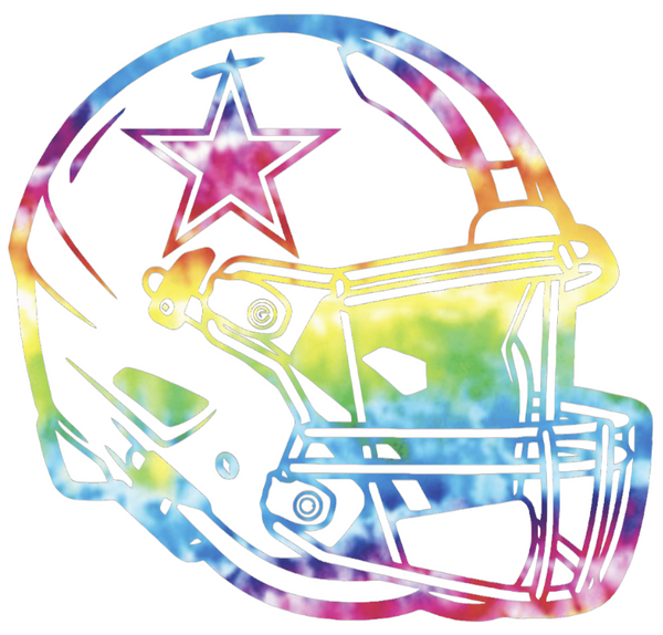 Dallas Cowboys Crucial Catch Cancer Football Helmet Tie Dye Vinyl Decal PICK SIZE