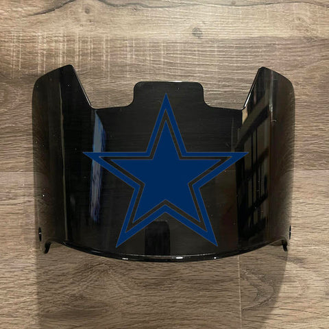Dallas Cowboys Full Size Football Helmet Visor Shield Black Dark Tint w/ Clips - PICK LOGO COLOR