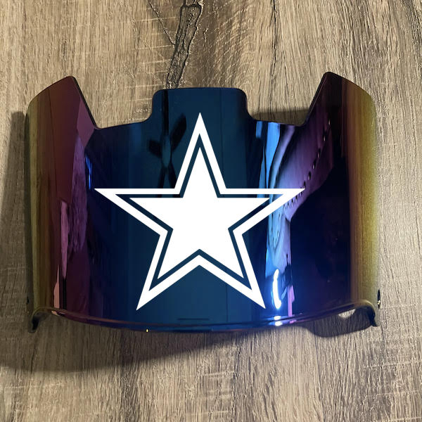 Dallas Cowboys Full Size Football Helmet Visor Shield Blue Iridium Mirror w/ Clips - PICK LOGO COLOR