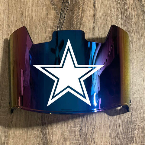 Dallas Cowboys Full Size Football Helmet Visor Shield Blue Iridium Mirror w/ Clips - PICK LOGO COLOR