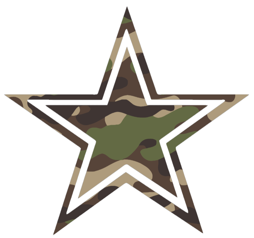 Dallas Cowboys Woodland Camo Camouflage Team Logo Premium DieCut Vinyl Decal PICK SIZE