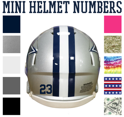 Dallas Cowboys Jersey Style Vinyl Number Decal Sheet Set of 50 #0-9 - Pick Color & Size
