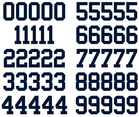 Dallas Cowboys Jersey Style Vinyl Number Decal Sheet Set of 50 #0-9 - Pick Color & Size