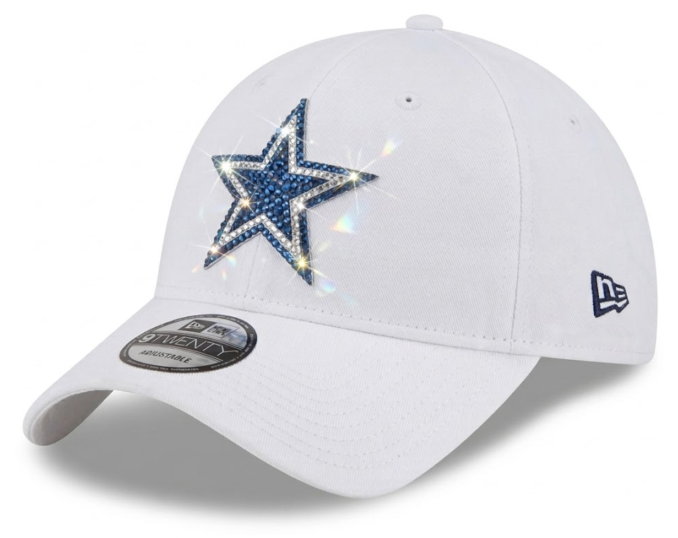 Dallas Cowboys Swarovski Crystal Bling Womens White New Era Adjustable Hat