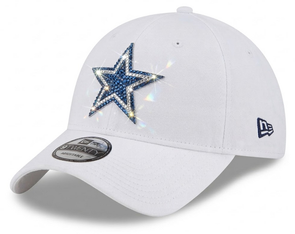 Dallas Cowboys Swarovski Crystal Bling Womens White New Era Adjustable Hat