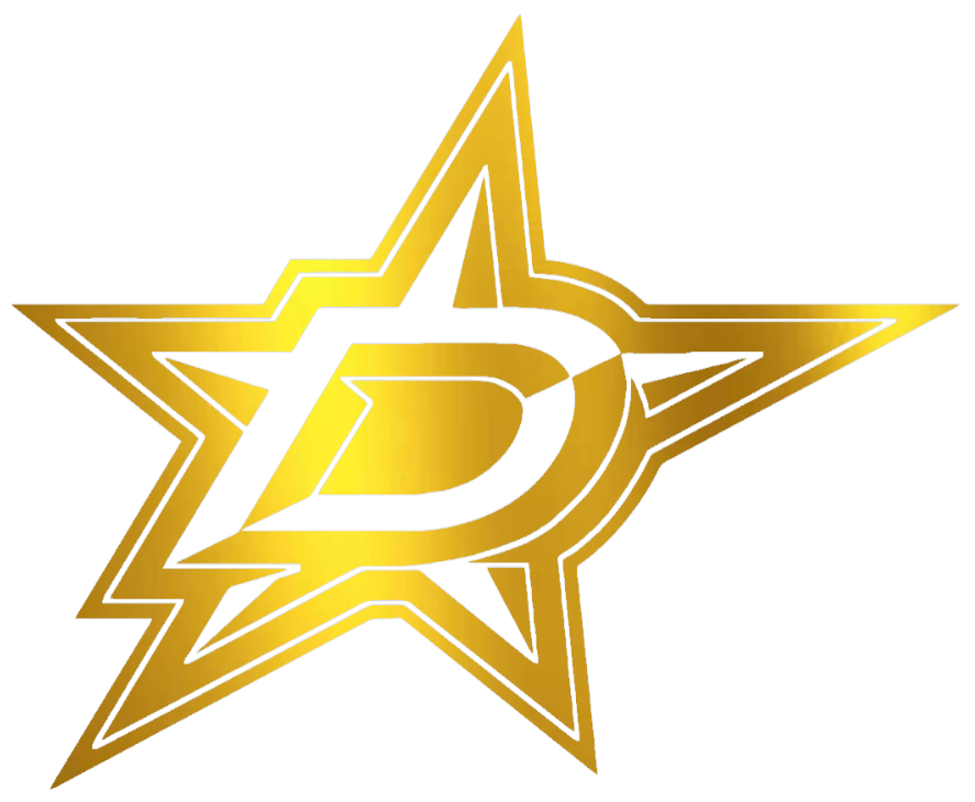 Dallas Stars GOLD CHROME MIRROR Team Logo Premium DieCut Vinyl Decal PICK SIZE