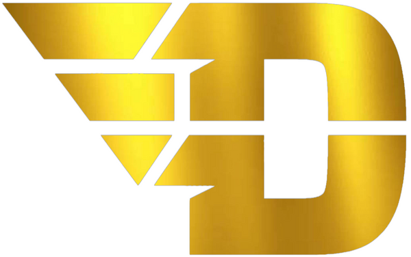 Dayton Flyers GOLD CHROME MIRROR Team Logo Premium DieCut Vinyl Decal PICK SIZE