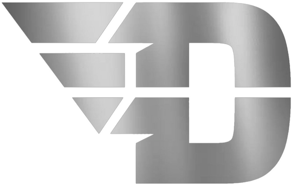 Dayton Flyers SILVER CHROME MIRROR Team Logo Premium DieCut Vinyl Decal PICK SIZE