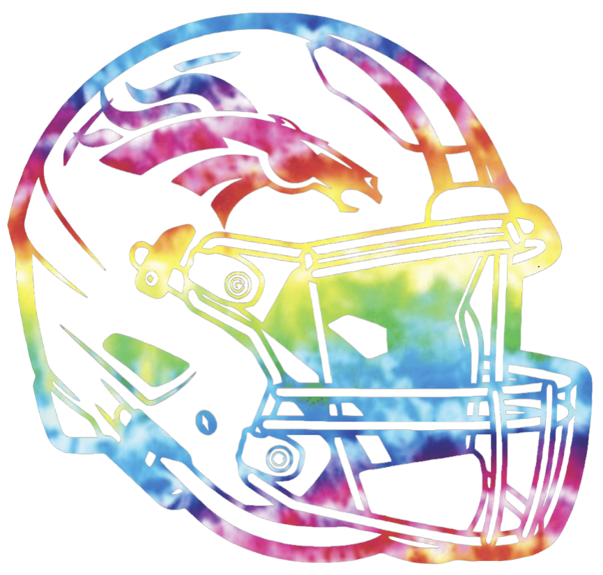 Denver Broncos Crucial Catch Cancer Football Helmet Tie Dye Vinyl Decal PICK SIZE