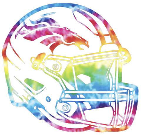 Denver Broncos Crucial Catch Cancer Football Helmet Tie Dye Vinyl Decal PICK SIZE