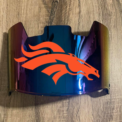 Denver Broncos Full Size Football Helmet Visor Shield Blue Iridium Mirror w/ Clips - PICK LOGO COLOR