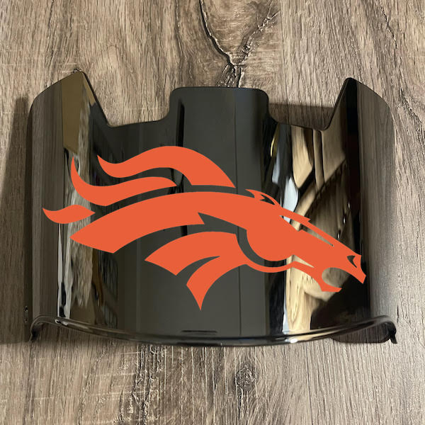 Denver Broncos Full Size Football Helmet Visor Shield Silver Chrome Mirror w/ Clips - PICK LOGO COLOR