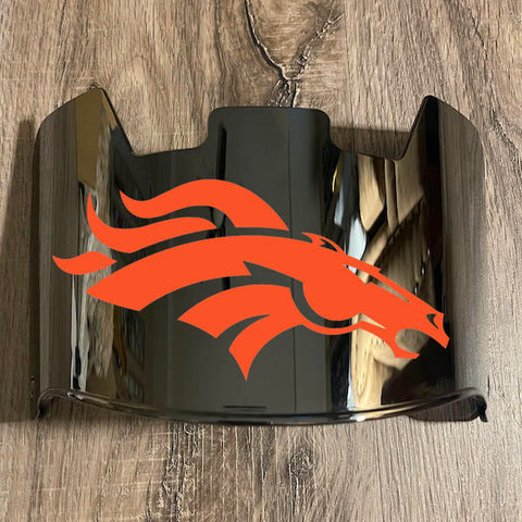 Denver Broncos Full Size Football Helmet Visor Shield Silver Chrome Mirror w/ Clips - PICK LOGO COLOR