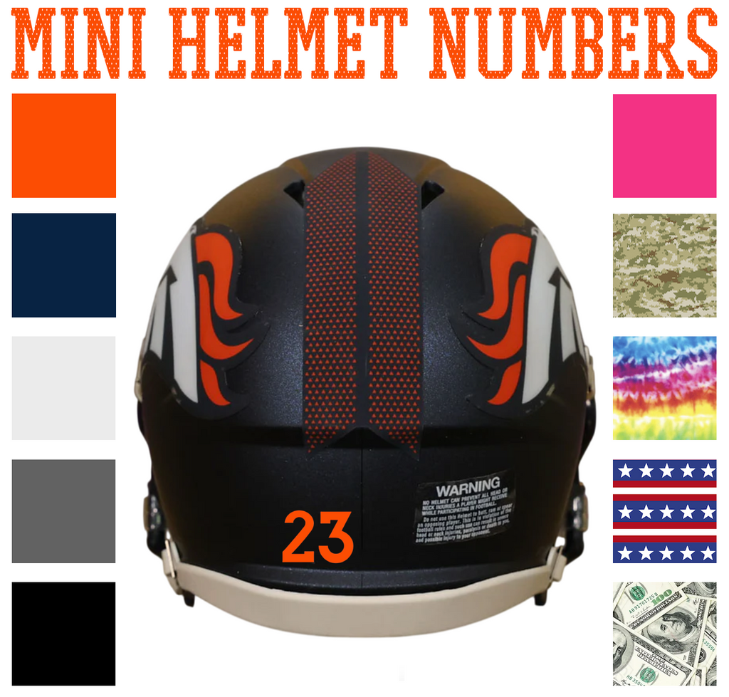 Denver Broncos Jersey Style Vinyl Number Decal Sheet Set of 50 #0-9 - Pick Color & Size