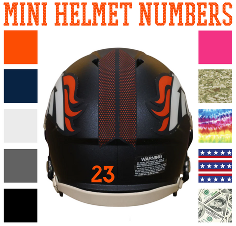 Denver Broncos Jersey Style Vinyl Number Decal Sheet Set of 50 #0-9 - Pick Color & Size