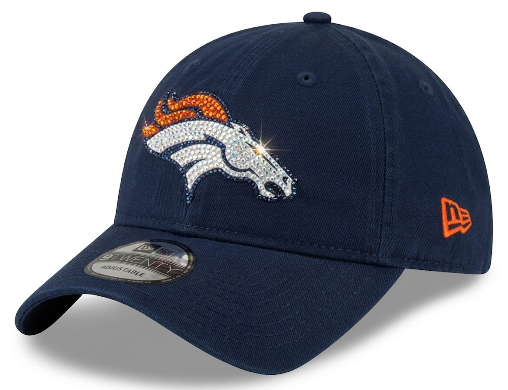 Denver Broncos Swarovski Crystal Bling Womens Navy Blue New Era Adjustable Hat