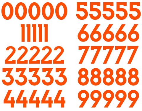 Denver Broncos Jersey Style Vinyl Number Decal Sheet Set of 50 #0-9 - Pick Color & Size