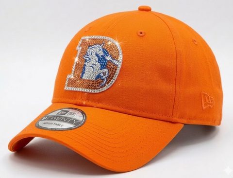 Denver Broncos Swarovski Crystal Bling Womens Retro Throwback Orange New Era Adjustable Hat
