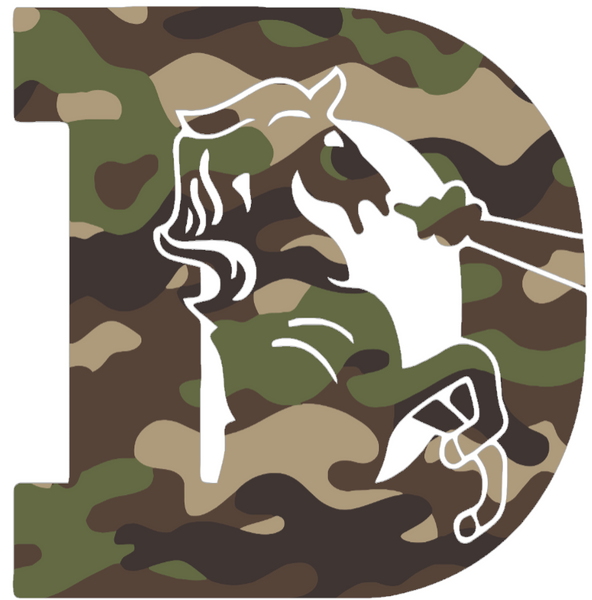 Denver Broncos Woodland Camo Camouflage Retro Throwback Logo Premium DieCut Vinyl Decal PICK SIZE