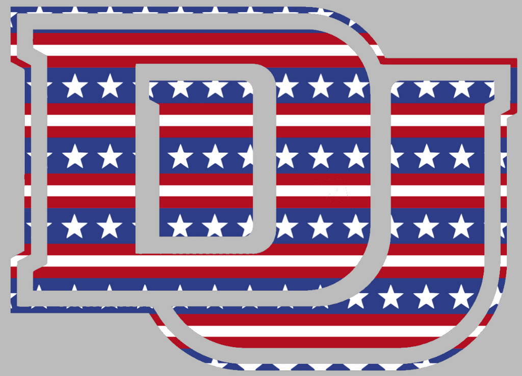 Denver Pioneers Team Logo Stars & Stripes USA American Flag Vinyl Decal PICK SIZE