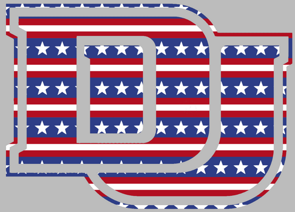 Denver Pioneers Team Logo Stars & Stripes USA American Flag Vinyl Decal PICK SIZE
