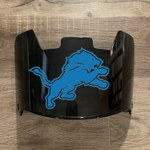 Detroit Lions Full Size Football Helmet Visor Shield Black Dark Tint w/ Clips - PICK LOGO COLOR