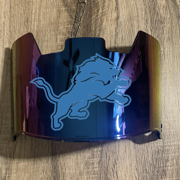 Detroit Lions Full Size Football Helmet Visor Shield Blue Iridium Mirror w/ Clips - PICK LOGO COLOR