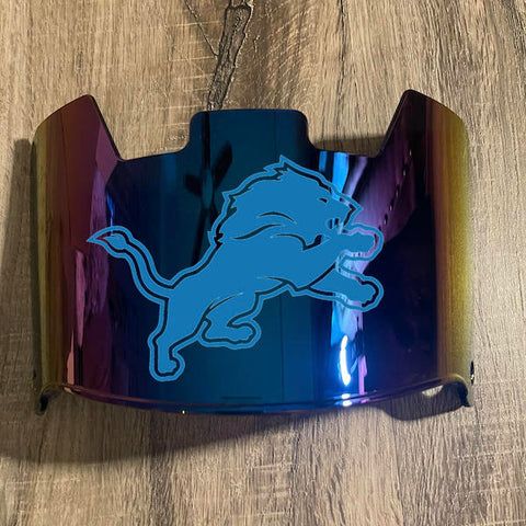 Detroit Lions Full Size Football Helmet Visor Shield Blue Iridium Mirror w/ Clips - PICK LOGO COLOR