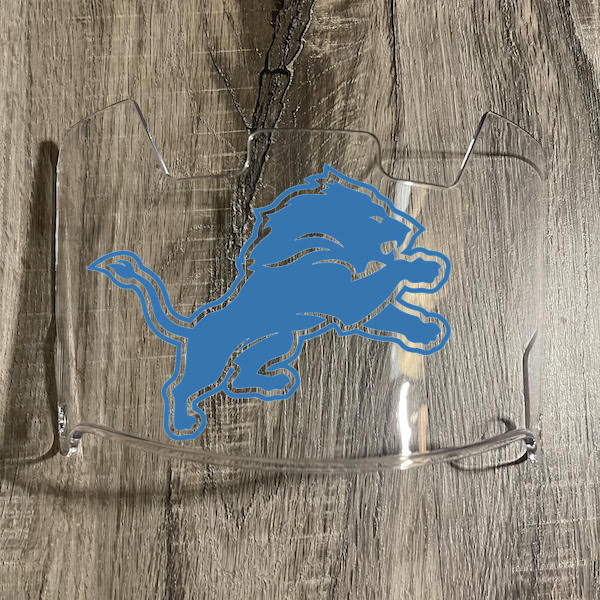 Detroit Lions Full Size Football Helmet Visor Shield Clear w/ Clips - PICK LOGO COLOR