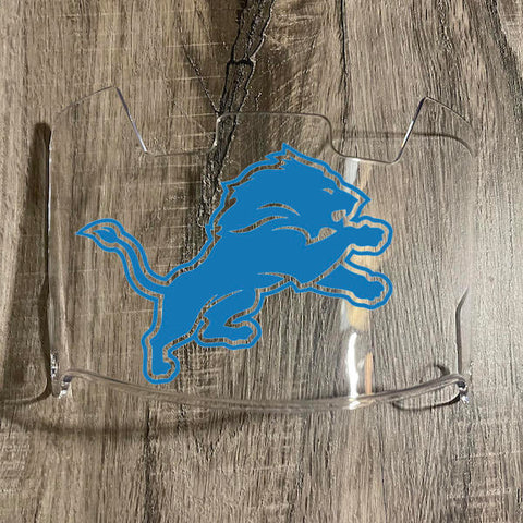Detroit Lions Full Size Football Helmet Visor Shield Clear w/ Clips - PICK LOGO COLOR