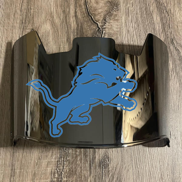 Detroit Lions Full Size Football Helmet Visor Shield Silver Chrome Mirror w/ Clips - PICK LOGO COLOR