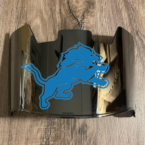 Detroit Lions Full Size Football Helmet Visor Shield Silver Chrome Mirror w/ Clips - PICK LOGO COLOR