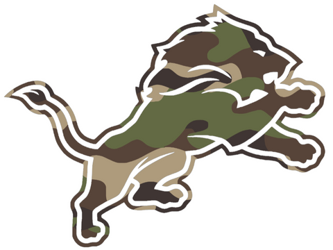 Detroit Lions Woodland Camo Camouflage Team Logo Premium DieCut Vinyl Decal PICK SIZE