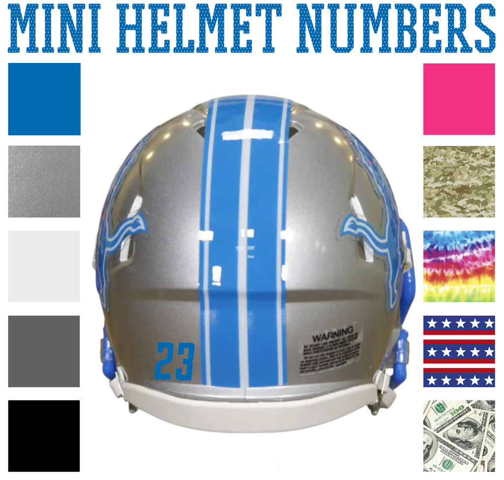 Detroit Lions Jersey Style Vinyl Number Decal Sheet Set of 50 #0-9 - Pick Color & Size