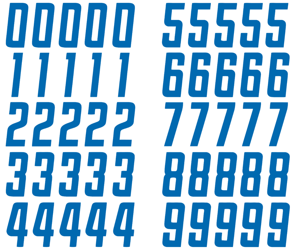 Detroit Lions Jersey Style Vinyl Number Decal Sheet Set of 50 #0-9 - Pick Color & Size