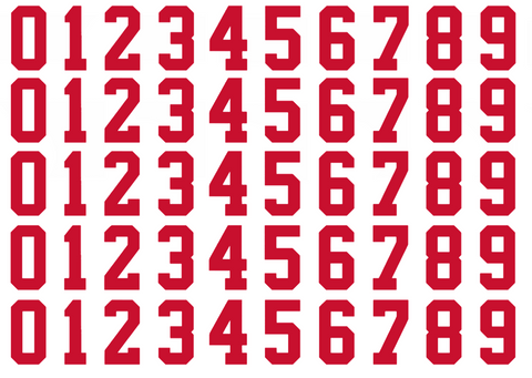 Detroit Red Wings Helmet Jersey Style Vinyl Number Decal Sheet Set of 50 #0-9 - Pick Color & Size